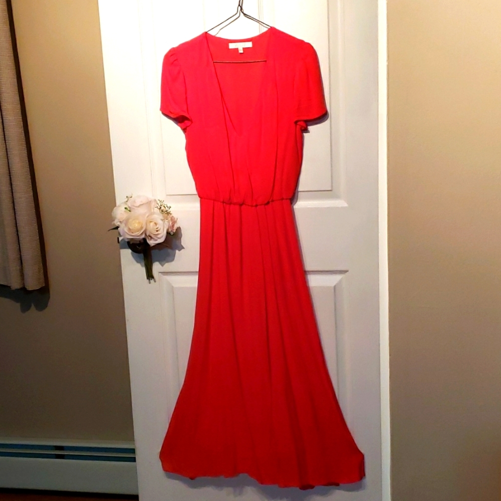 WAYF red orange midi dress